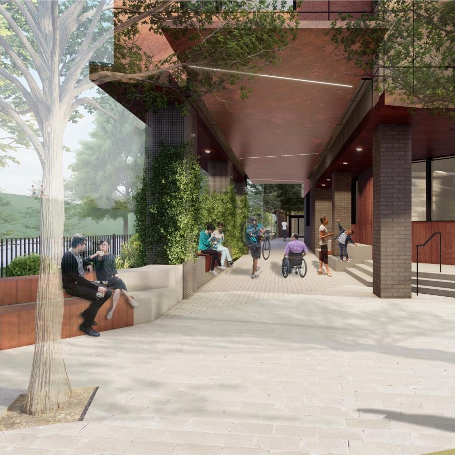 We're a pet-friendly community a person walking the dogs